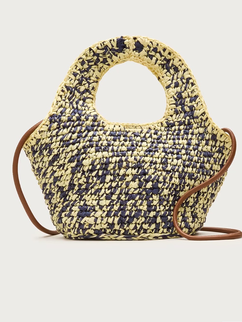 J CREW STRAW HANDBAG LEMONGRASS NAVY NWT